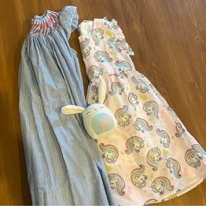 Girls Sz 5/6 summer dresses smocked unicorn handmade breezy vacation pictures